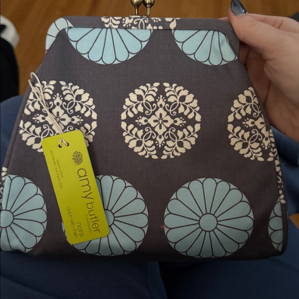 Amy Butler Nora clutch pressed flower NWT